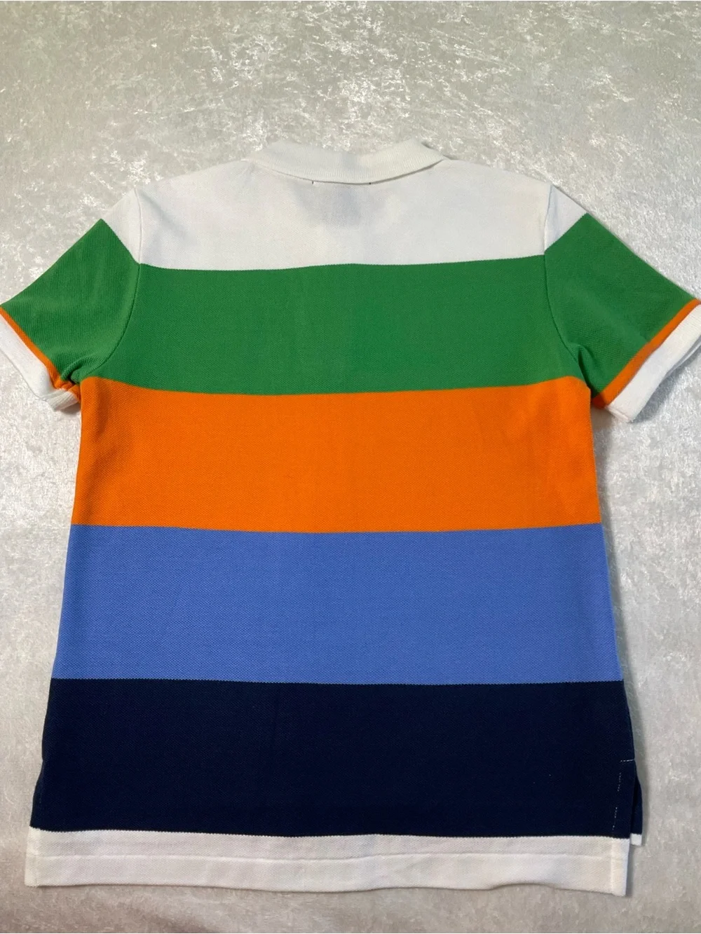 Ralph Lauren Boys' White Green Orange Blue Navy Striped Polo Y2K